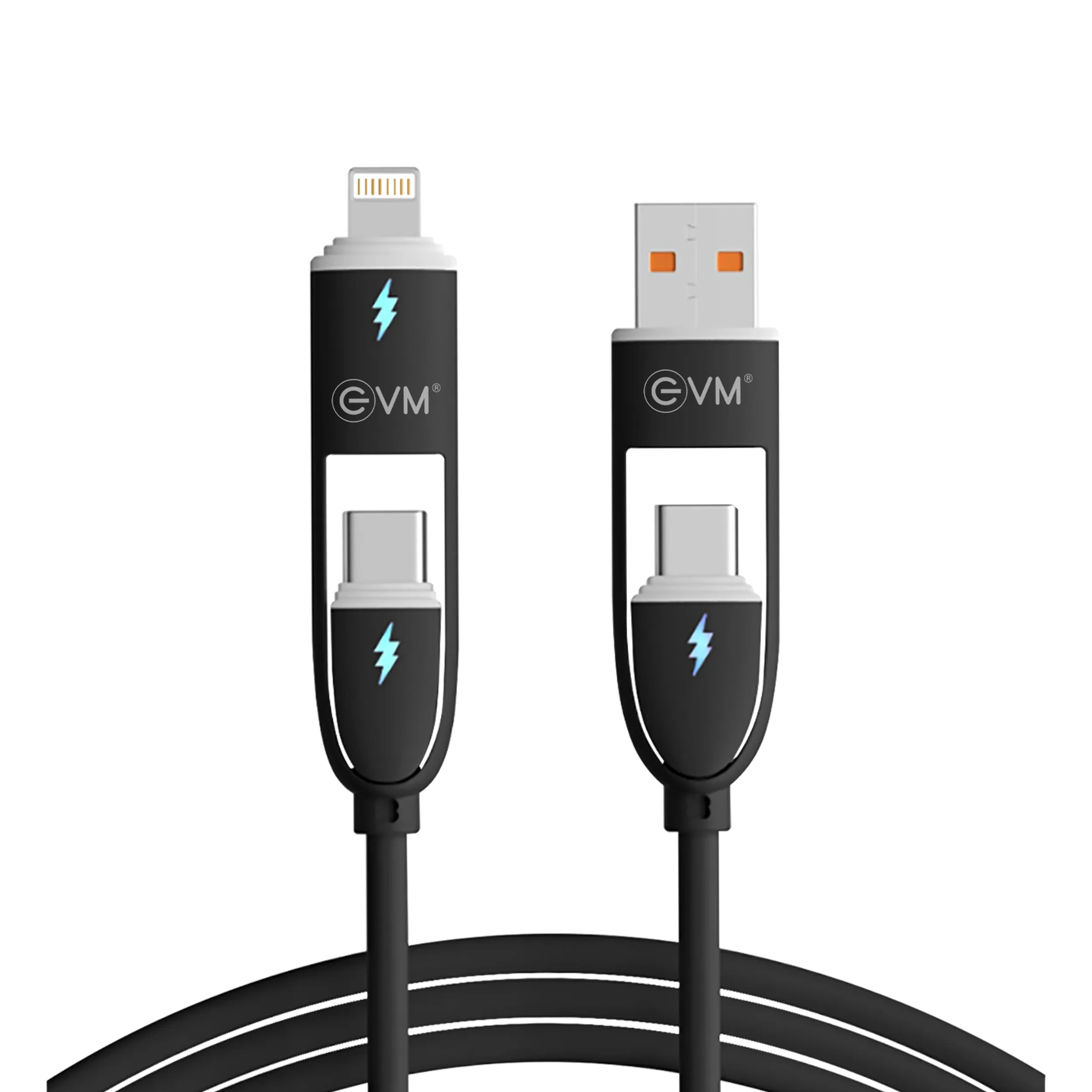 EVM 4-in-1 Charge & Sync Cable 60W 1M (USB | Iphone | Type-C) EVM-M-5-B view 2